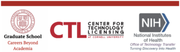 logos of Careers Beyond Academia, Cornell Technology Licensing, and the National Institutes of Health