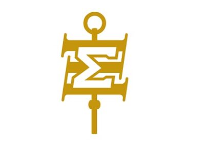 gold key with Greek letters sigma and xi layered over it