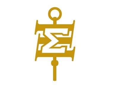 gold key with Greek letters sigma and xi layered over it