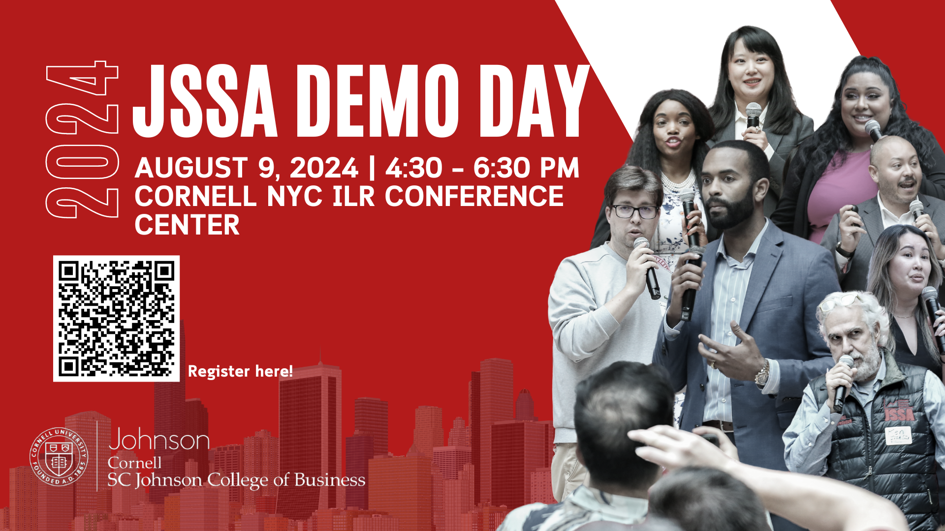 Event flyer for 8/9/24 Johnson Summer Startup Accelerator Demo Day