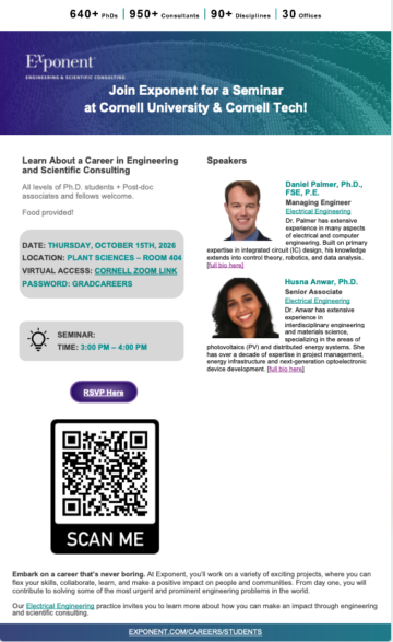 decorative flyer of the Exponent info session